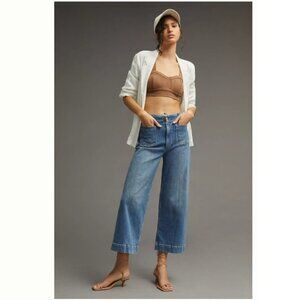 NWT Anthropologie Pilcro The Skipper Cropped Wide-Leg Jeans, Blue | 28